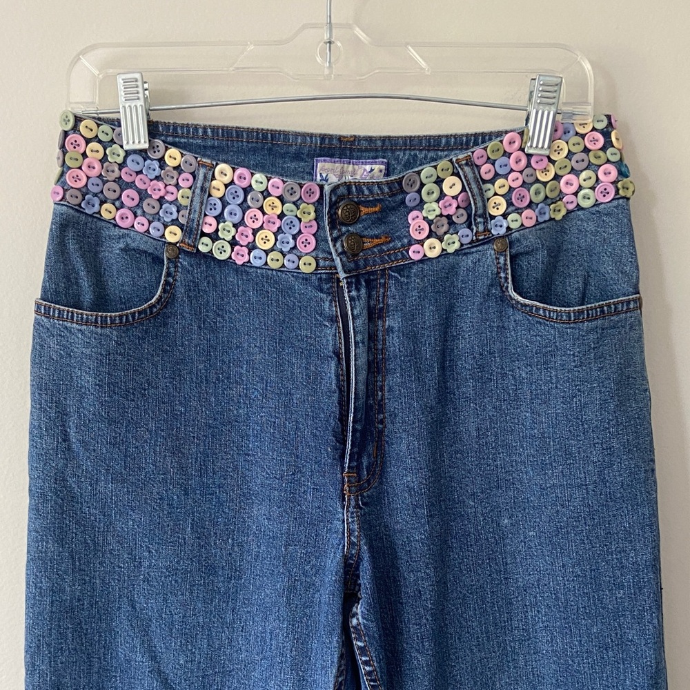 April Cornell Vintage Beaded High-Waisted Denim Jeans US6 / US28